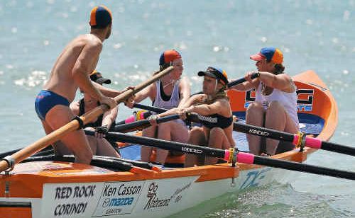 Red Rock open men’s under-19 and women compete in the surf boat series at Arrawarra Headland. Red Rock open men’s under-19 and women compete in the surf boat series at Arrawarra Headland.
